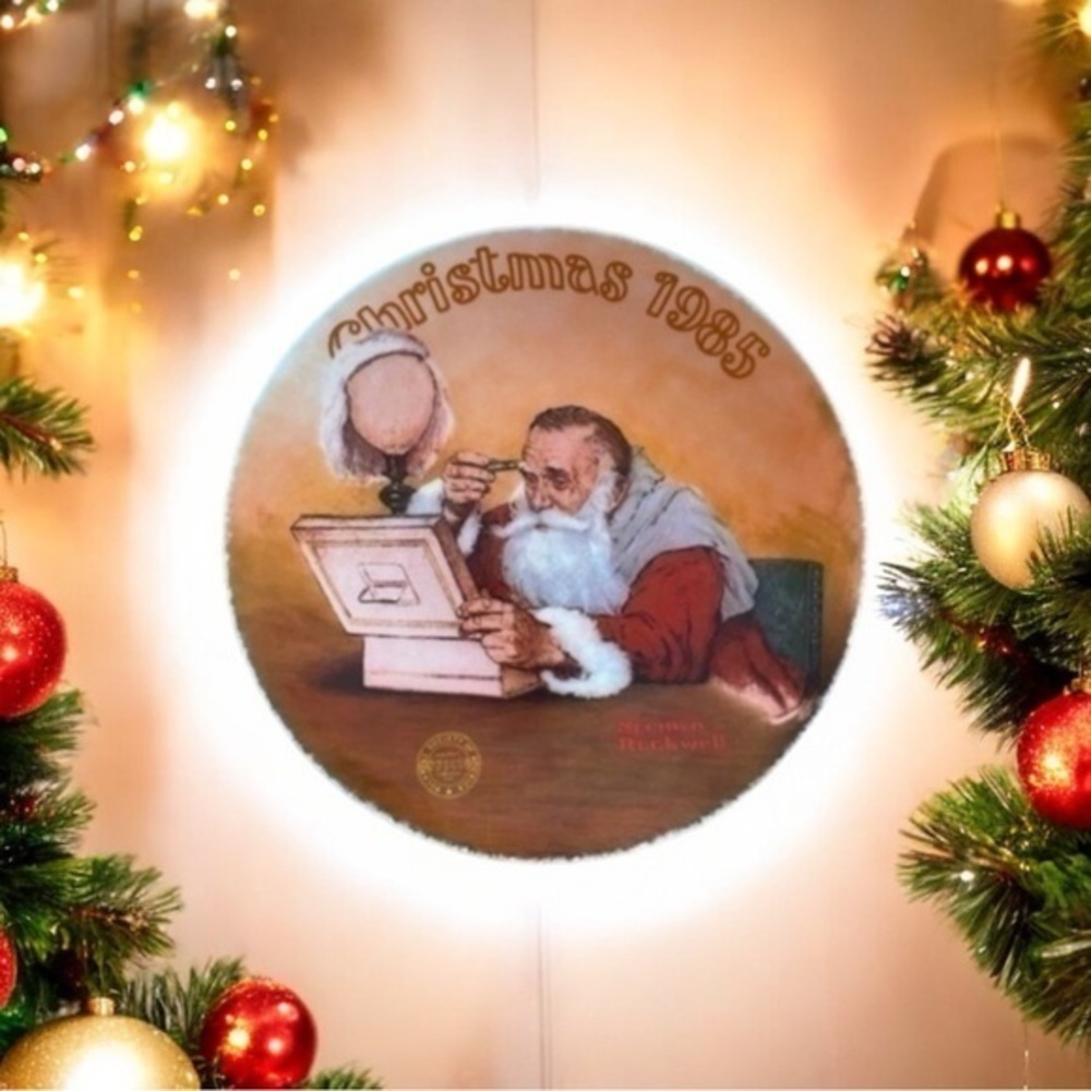 Norman Rockwell 1985 LTD Edition Christmas Plate: GRANDPA PLAYS SANTA